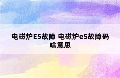 电磁炉E5故障 电磁炉e5故障码啥意思